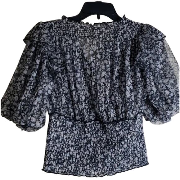 Free People Beatrice Mesh Black Combo Blouse, Size Medium, New with Tag MSRP $88 - Picture 9 of 9